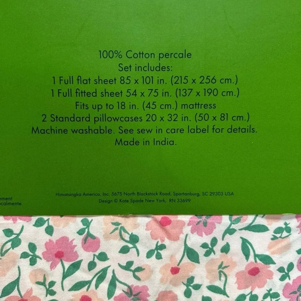 KATE SPADE Full Size 4 piece sheet set Flowers Ditsy Cottage Core Shabby Chic